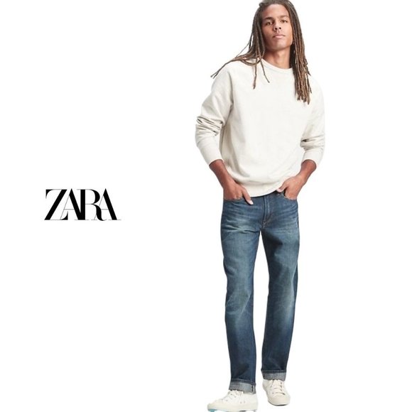 Straight Leg Button Fly Dark Denim Jeans by Zara Jns - Picture 1 of 2